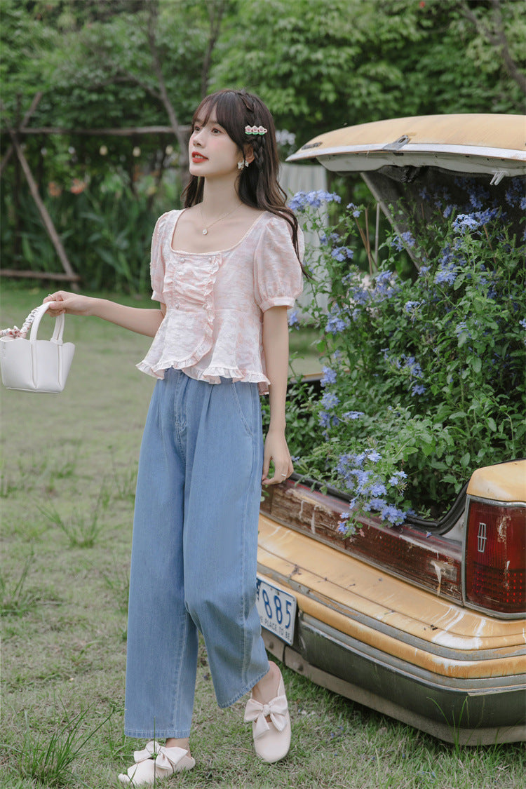 Vintage High-Waisted Loose Denim Pants - Masion Chérie