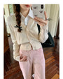 Korean-Style Polo Collar Knit Cardigan Top - Masion Chérie