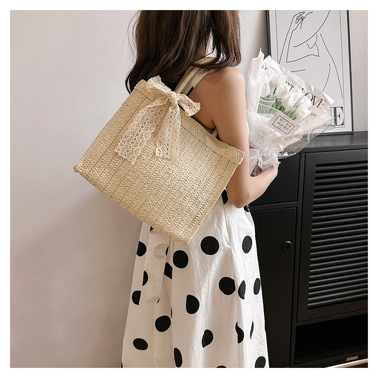 Large Capacity Straw Bag Shoulder Tote Bag - Masion Chérie