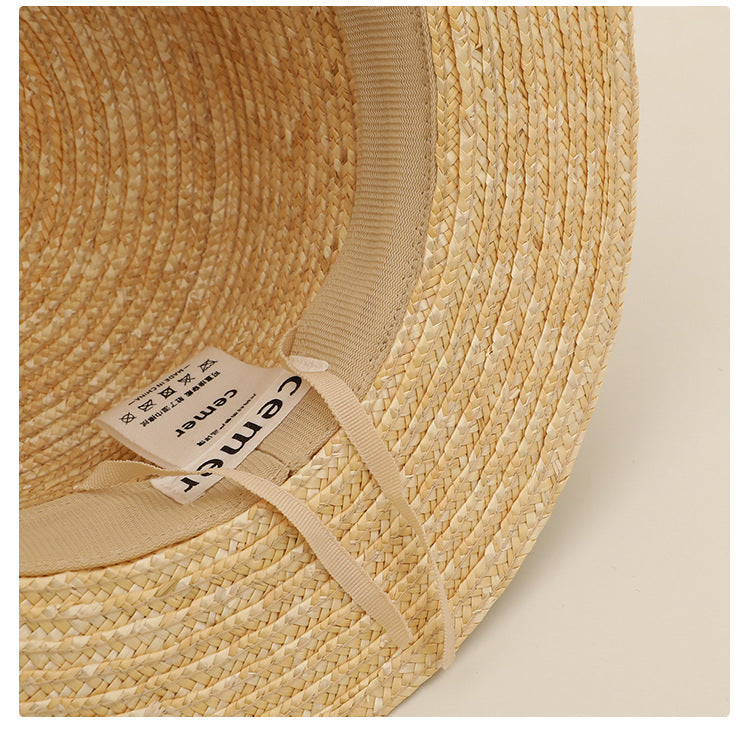 Flat Top Small-brimmed Straw Hat - Masion Chérie