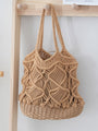 Cotton Rope Paper Woven Colour-Block Hollow Vacation Shoulder Bag - Masion Chérie