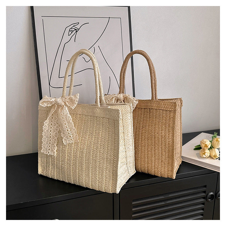 Large Capacity Straw Bag Shoulder Tote Bag - Masion Chérie