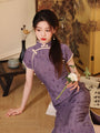 Lavender Tencel Cotton Modified Cheongsam Dress