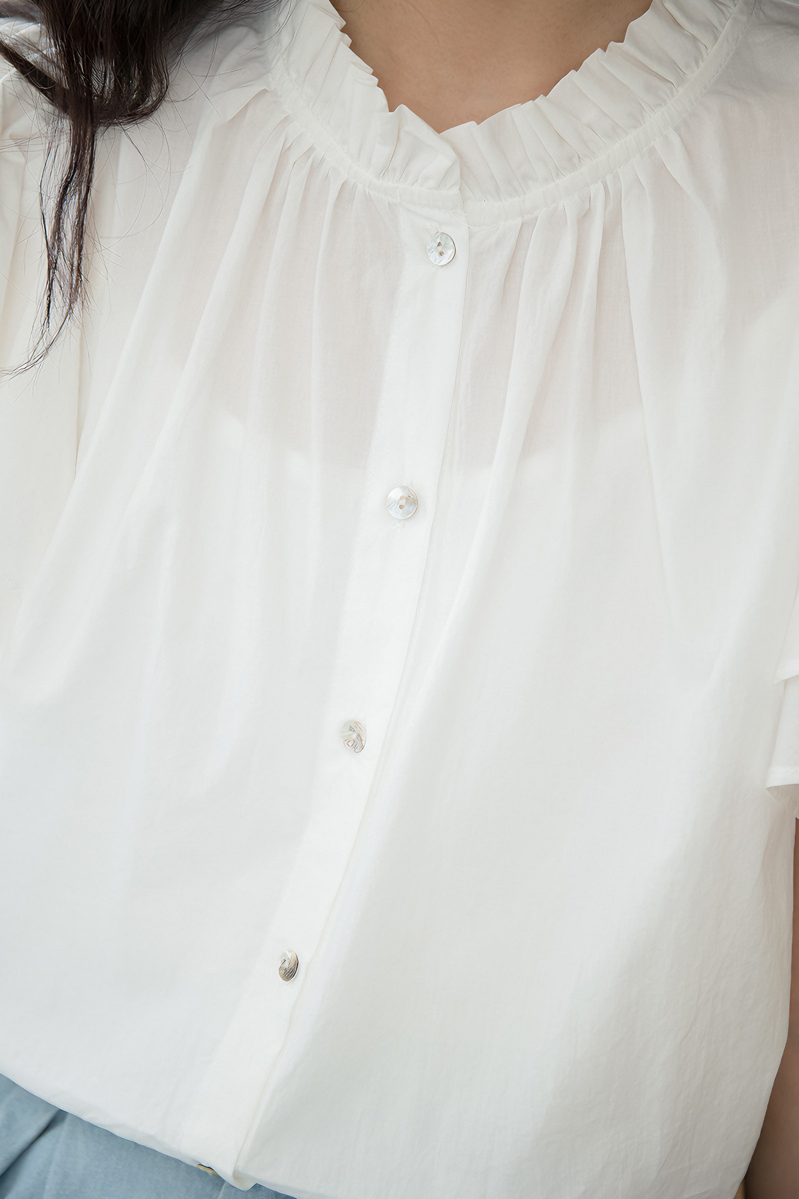 White Flutter Sleeve Button-Down Blouse - Masion Chérie