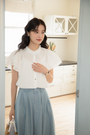 White Flutter Sleeve Button-Down Blouse - Masion Chérie