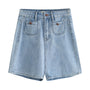 High-Waist Light Blue Denim Shorts - Masion Chérie