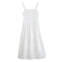 White Spaghetti Strap Button-Front Midi Dress - Masion Chérie