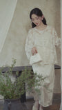 Ivory Embroidered Cheongsam Blouse and Dress Set - Masion Chérie 